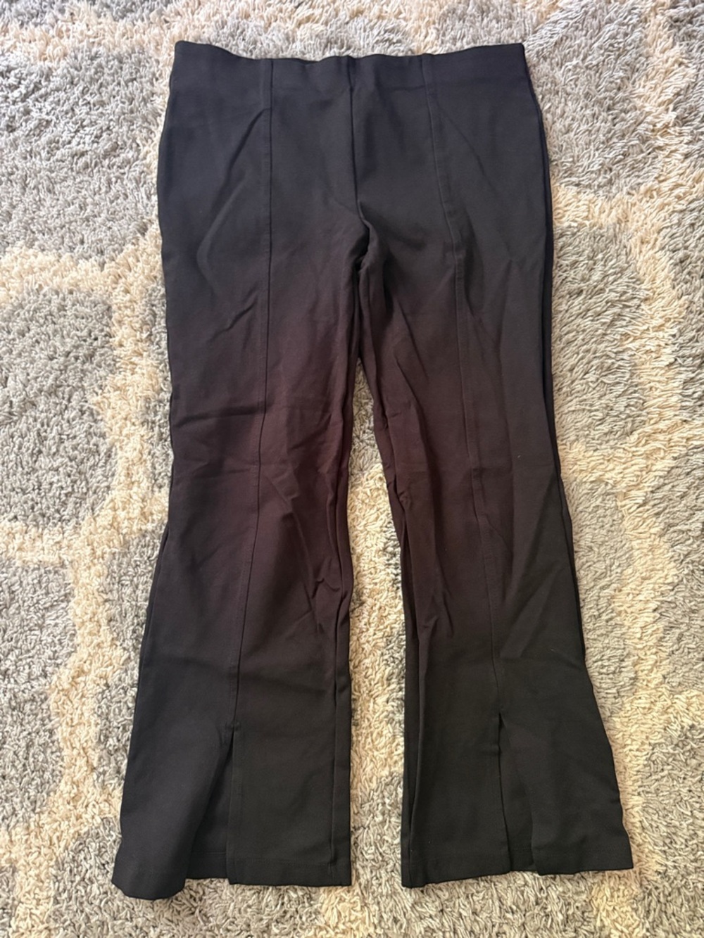 Time and Tru Black Flared Leggings w/ slit detail on front bottom legs
